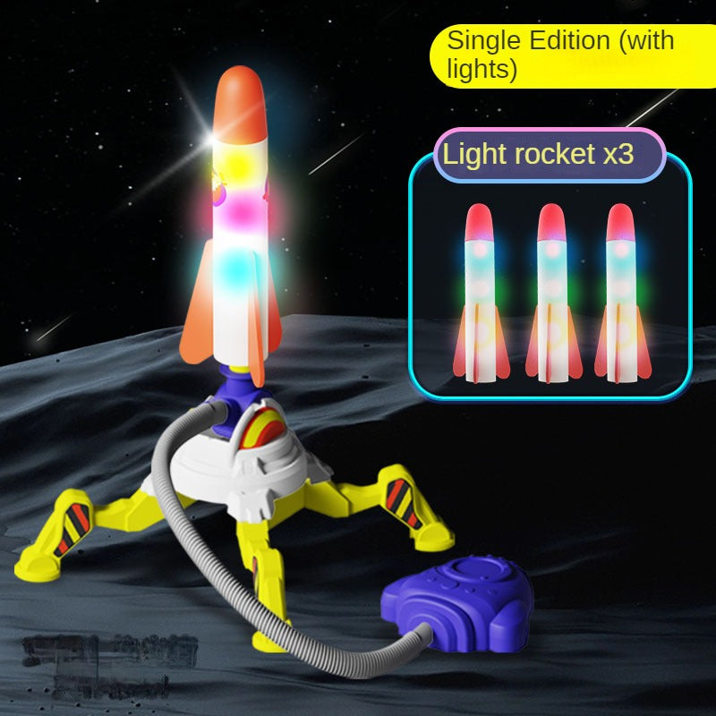 Stomp rocket launcher sending light-up foam rocket upward – view 3