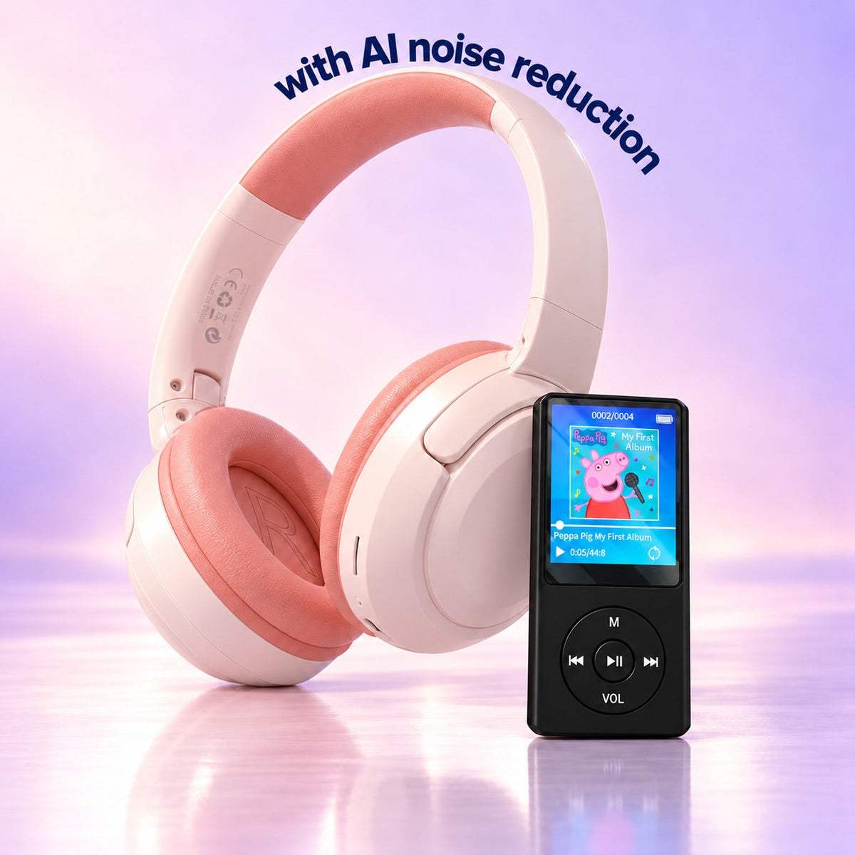Kids MP3 player with wired headphones in pink – view 9