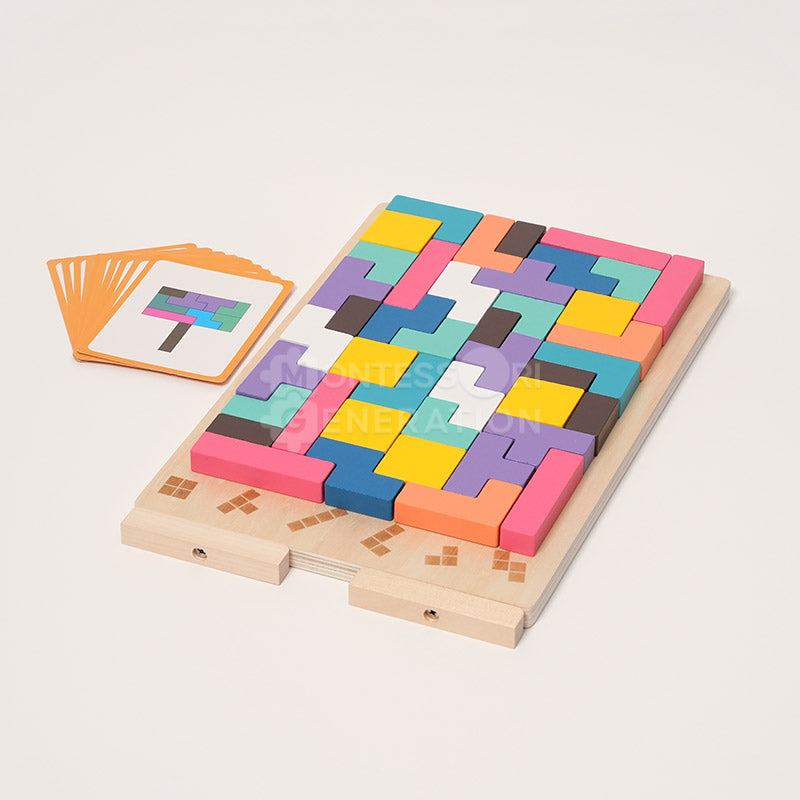 Wooden blocks brain teaser shape puzzle