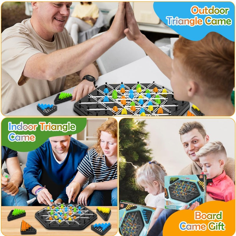 Triangle chain strategy board game with rubber bands – view 7