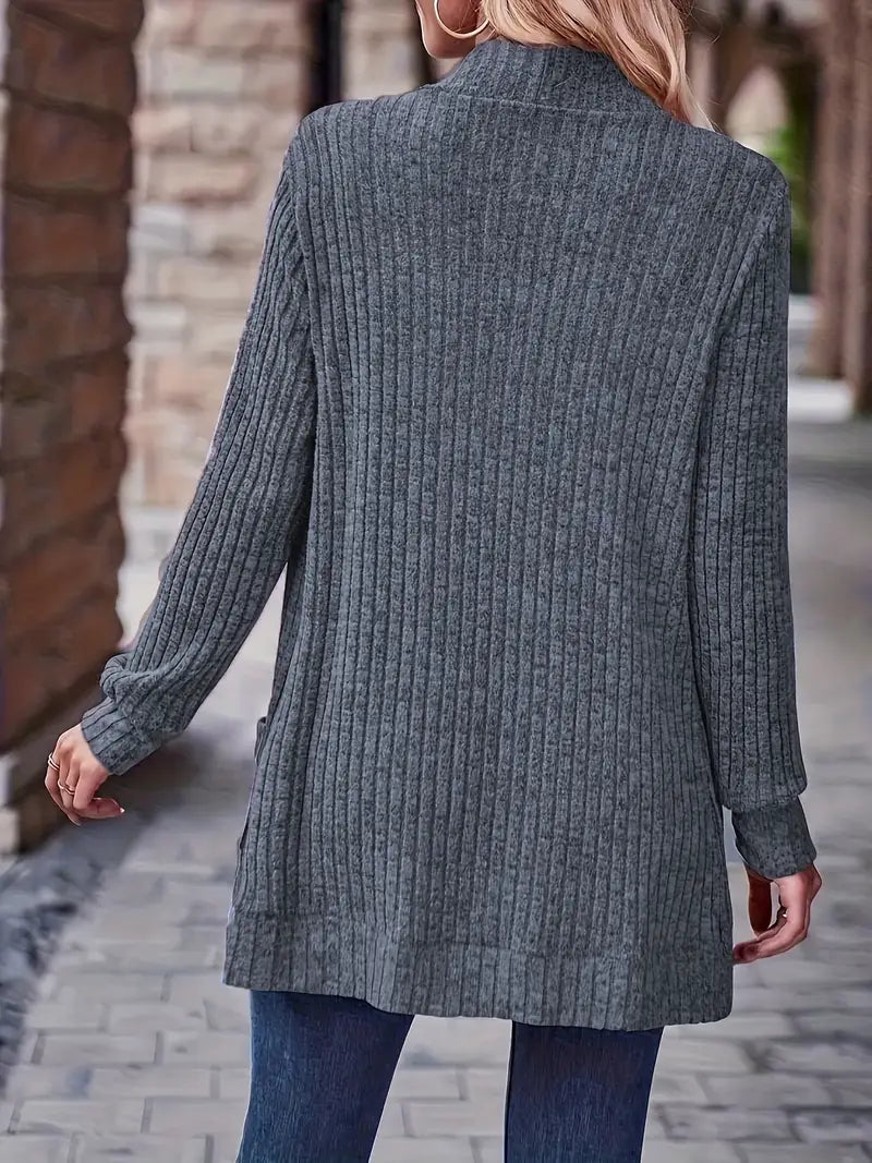 Chic Casual Ribbed Long-Sleeve Top