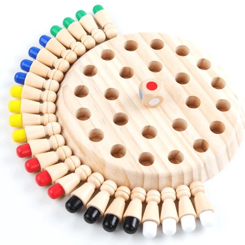 Wooden memory chess color matching game – view 2
