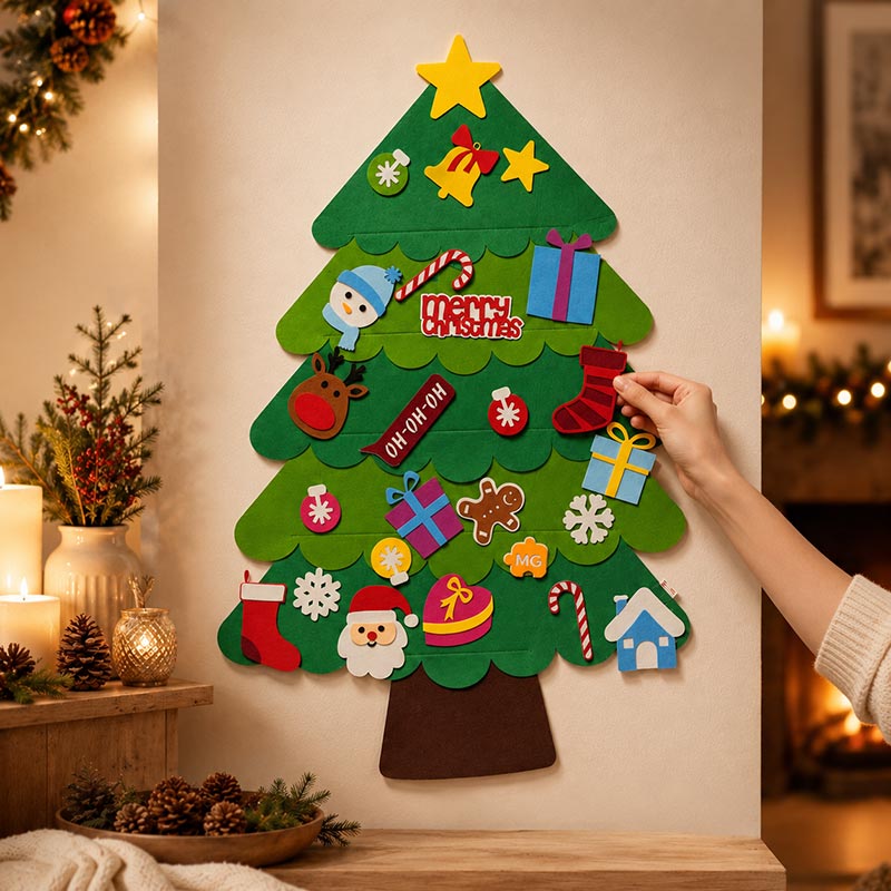 Felt Christmas tree for toddlers with ornaments – view 2
