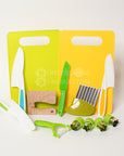 Kids cooking set with kid-safe knives and cutting board