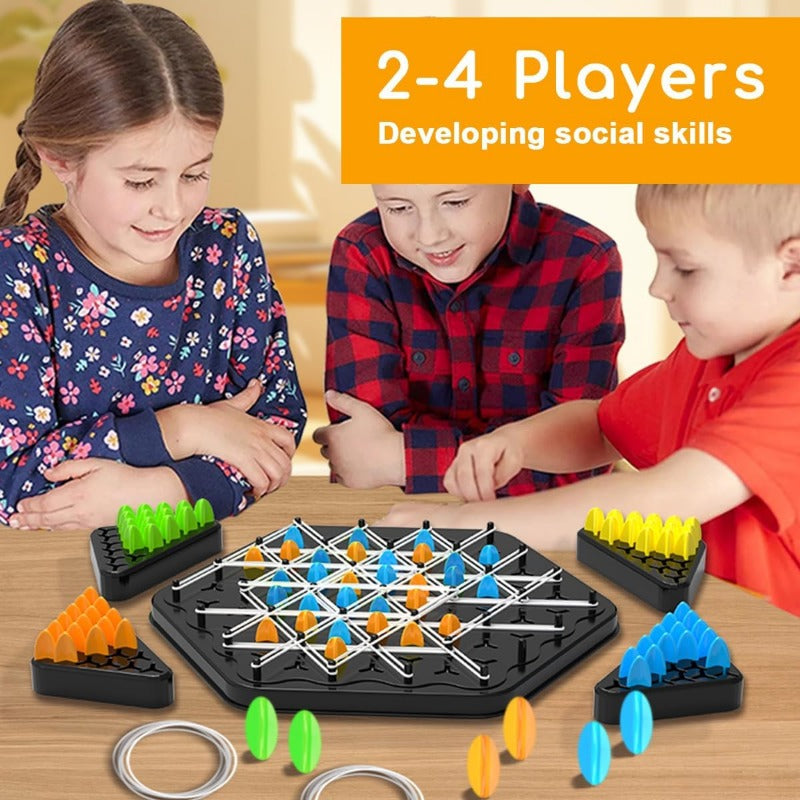Triangle chain strategy board game with rubber bands – view 5