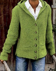 Elegant Long-Sleeved Hooded Cardigan
