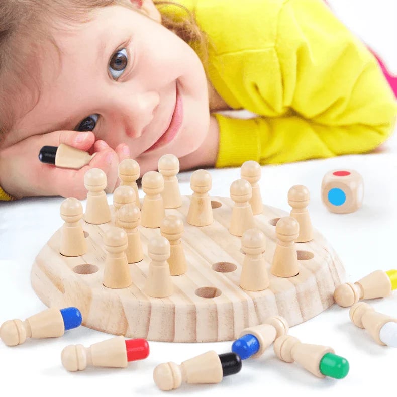 Wooden memory chess color matching game