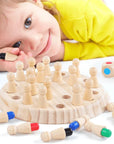 Wooden memory chess color matching game