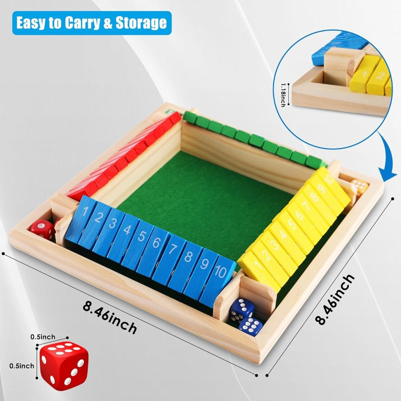 Wooden shut the box dice game board – view 5