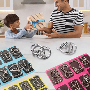 Metal wire brain teaser puzzles set