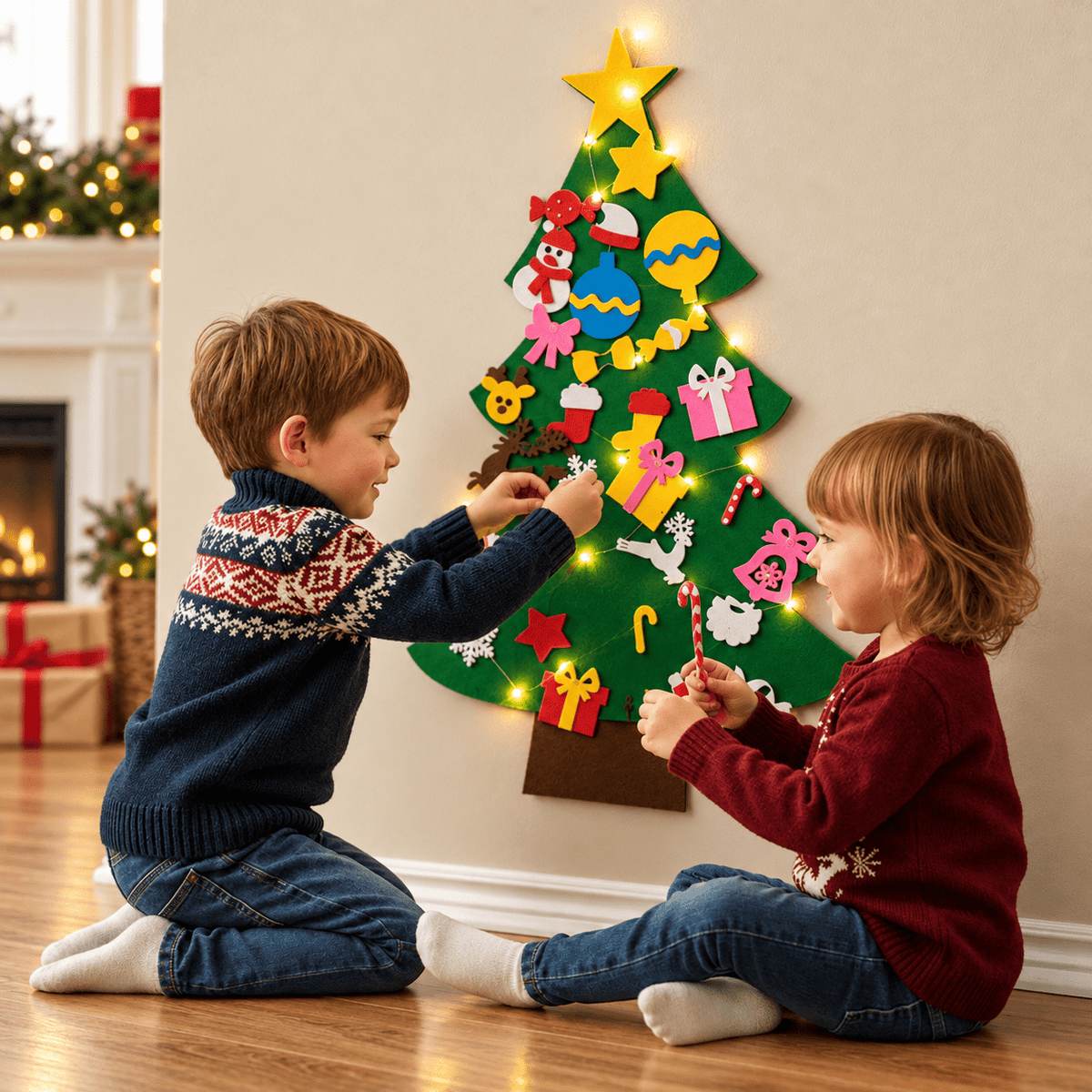 Felt Christmas tree for kids with felt ornaments – view 4