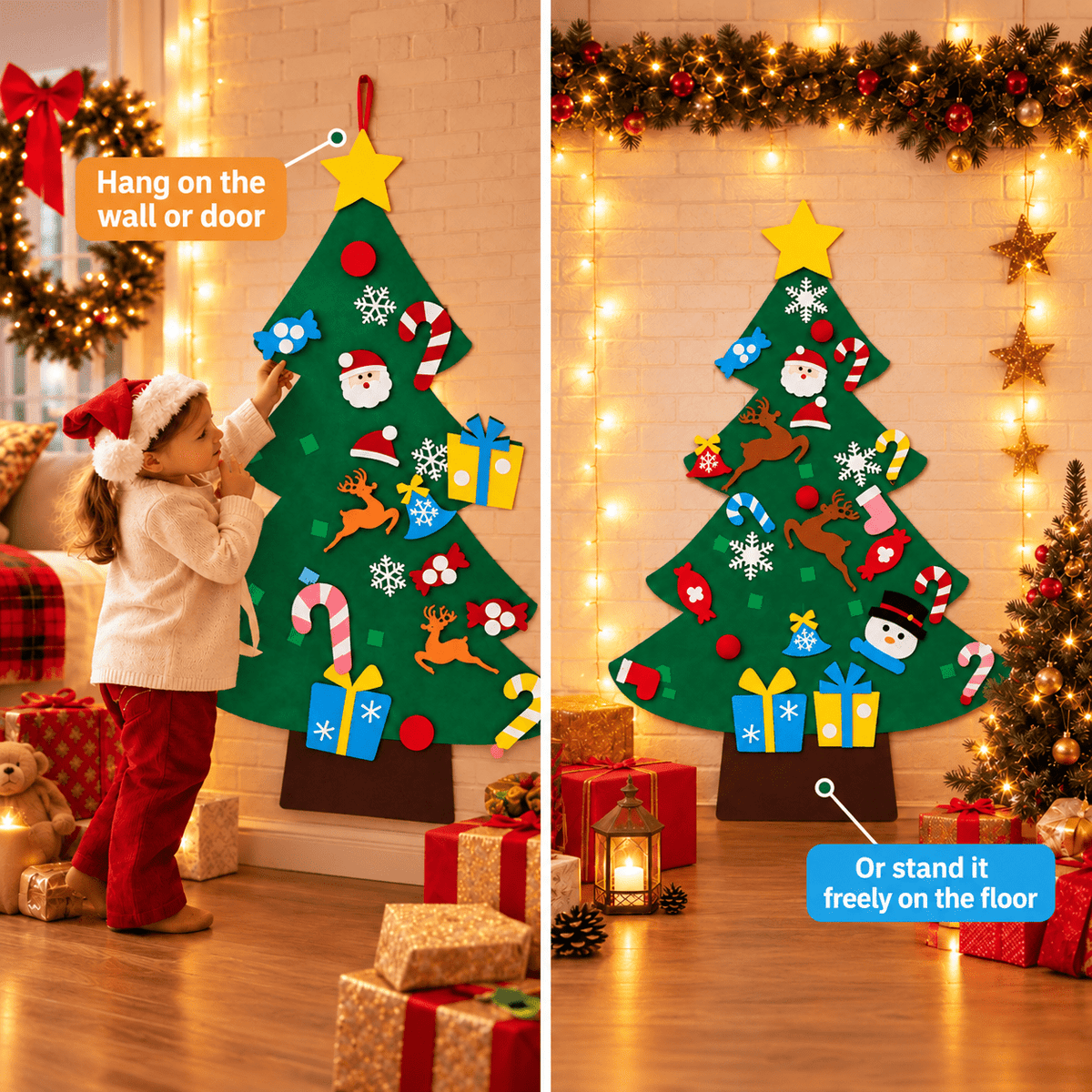 Felt Christmas tree for kids with felt ornaments – view 7