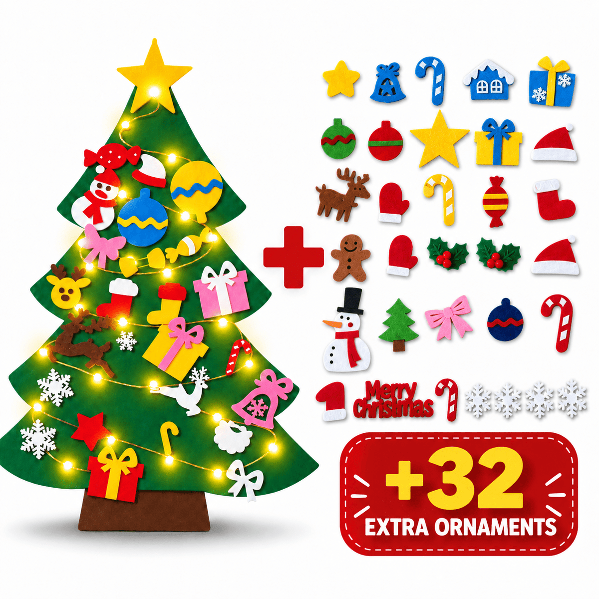 Felt Christmas tree for kids with felt ornaments – view 9