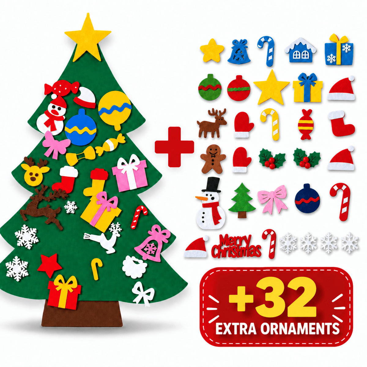 Felt Christmas tree for kids with felt ornaments – view 8