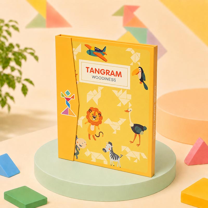 Magnetic tangram puzzle book with wooden pieces – view 4