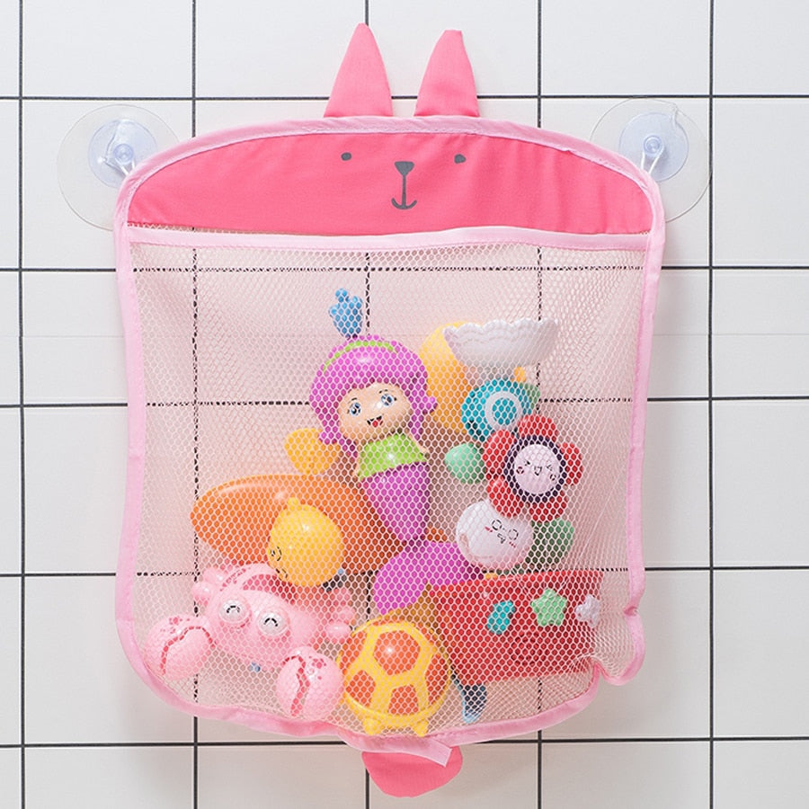 Mesh bath toy organizer bag on bathroom tiles – view 4