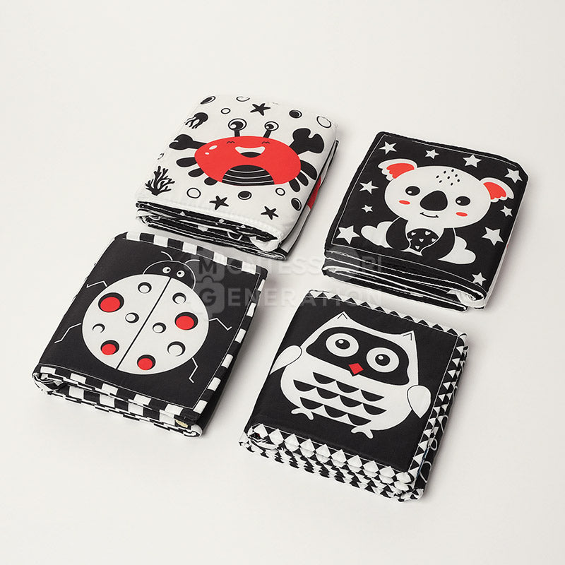 High contrast black and white baby cloth book