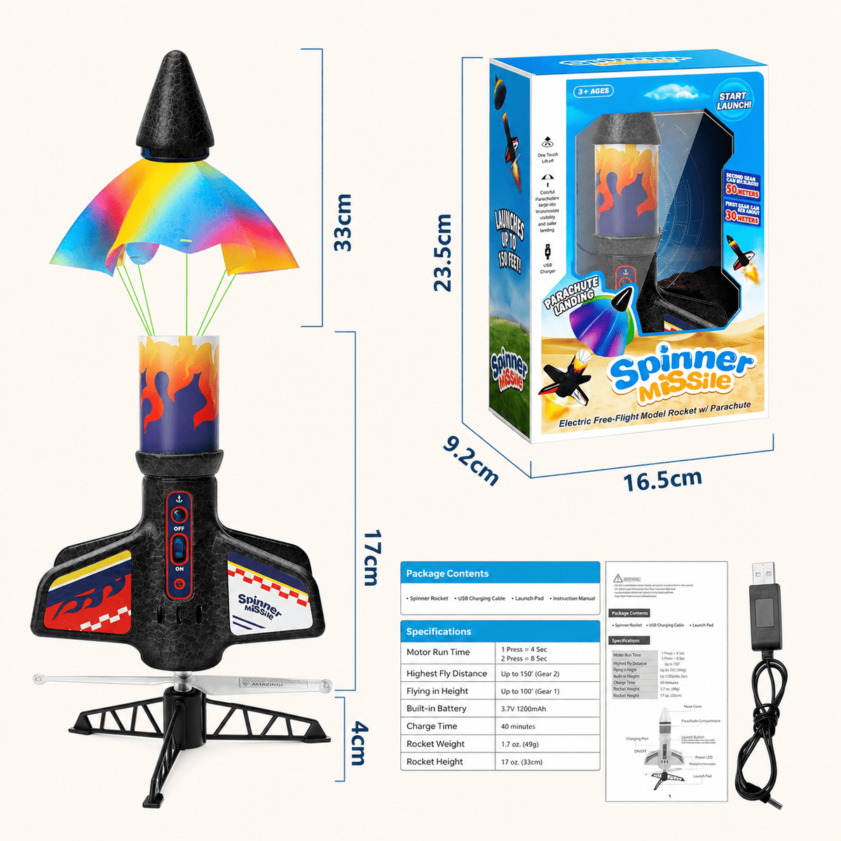 Foam rocket launcher toy launching outdoors – view 5