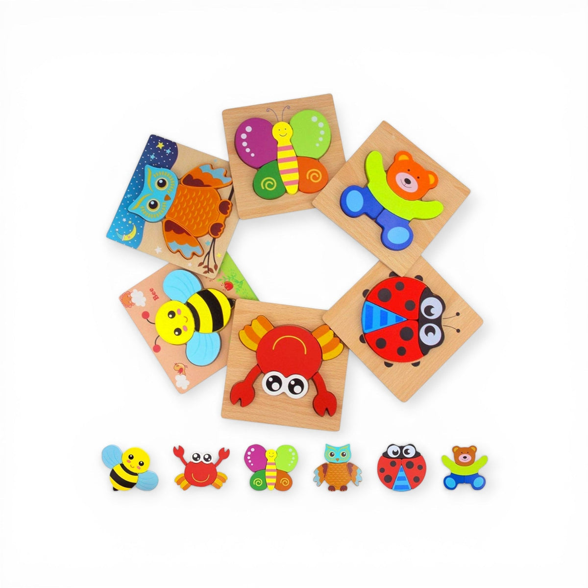 Wooden animal puzzles for toddlers