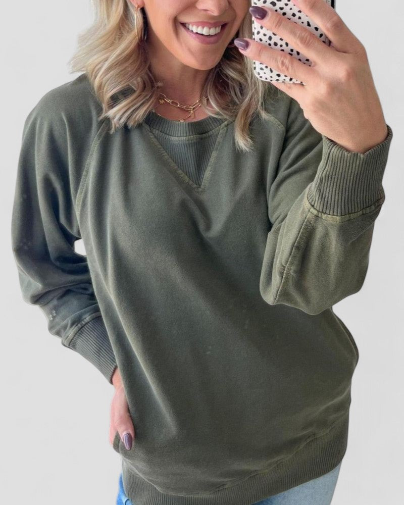 Textured Pullover Sweater with Pockets