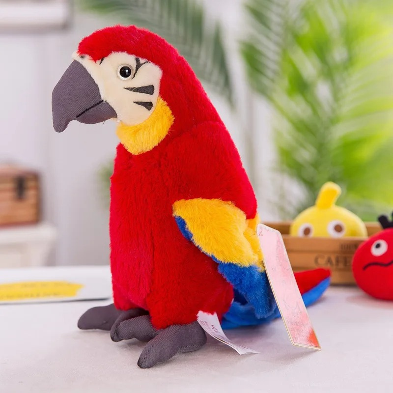 Talking parrot interactive plush toy in red – view 3