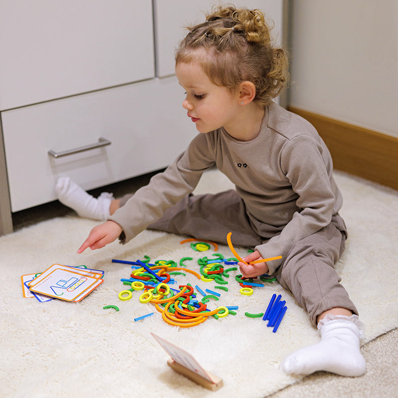 Montessori wooden counting sticks and rings set – view 3